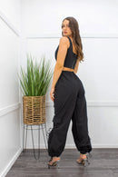 Black Crop Top Pant Set-Set-Moda Fina Boutique