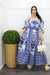 Blue Off Shoulder Belted Maxi Dress-Maxi Dress-Moda Fina Boutique