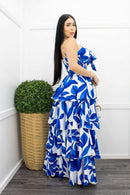 Blue Ruffled S L Cut Out Maxi Dress-Maxi Dress-Moda Fina Boutique