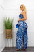 Chiffon Crop Top W Matching Pant Set Blue-Set-Moda Fina Boutique