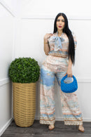 Chiffon Long Sleeve Top Pant Set-Set-Moda Fina Boutique