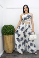 Crop Top Wide Leg Pant Set-Set-Moda Fina Boutique