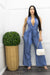 Denim Sleeveless Belted Jumpsuit-Jumpsuit-Moda Fina Boutique