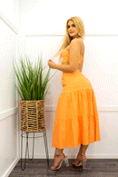 Orange Crop Top Ruffled Maxi Skirt Set-Set-Moda Fina Boutique