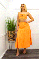 Orange Crop Top Ruffled Maxi Skirt Set-Set-Moda Fina Boutique