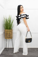 Ruffled Off Shoulder Belted Jumpsuit-Jumpsuit-Moda Fina Boutique