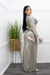 Sliver Long Sleeve Top Slit Maxi Skirt Set-Set-Moda Fina Boutique