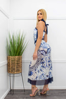 Two Pieces Blue Top Skirt Set-Set-Moda Fina Boutique