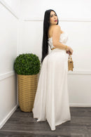 White Crop Top Wide Leg Pant Set-Set-Moda Fina Boutique