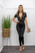 Black Deep V Neck Skinny Pant Set-Set-Moda Fina Boutique