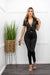 Black Deep V Neck Skinny Pant Set-Set-Moda Fina Boutique