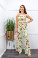 Chiffon Crop Top Pant Set-Set-Moda Fina Boutique