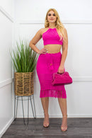 Crochet Tie Back Top Skirt Set-Set-Moda Fina Boutique