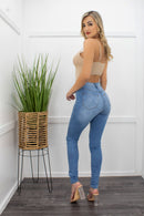 High Waist Denim Skinny Jeans-Bottom-Moda Fina Boutique