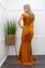 Off Shoulder Front Slit Gold Maxi Dress-Maxi Dress-Moda Fina Boutique