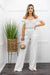 Off Shoulder Wide Leg White Jumpsuit-Jumpsuit-Moda Fina Boutique